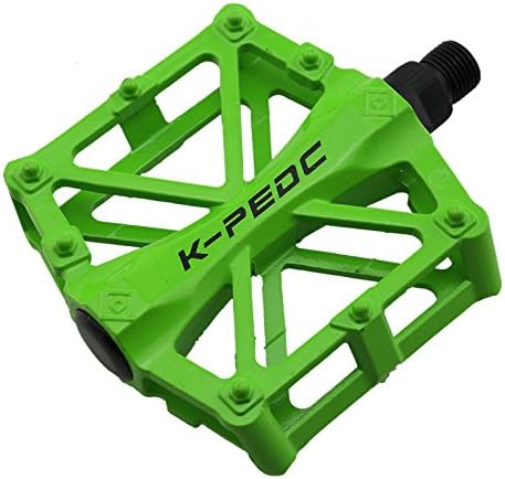 Virgiler®1 Pair of Pro Aluminum Alloy Bike Pedals Light Stable Robust Fashionable Safe Flat Platform for Road Mountain Bike Cycling Race Bicycle MTB BMX Dh (Green)