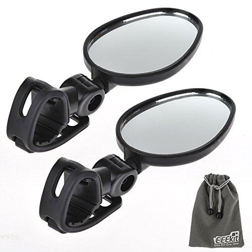 EEEKit 2 Items Bundle Universal Mini Rotaty Rearview Handlebar Glass Mirror for Bike Bicycle Cycling