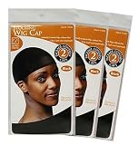 Donna Collection Woman's Black Stocking Wig Cap - (6) Caps Total