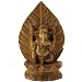 Hand Carved Leaf Wood Ganesha Statue - FREE shipping