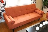 Rust Orange Convertible Sofa High Quailty High Density Futon Klik Klak Modern