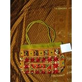 Womens Purse Orange Peel Banjara Mirrors Sari Handbag