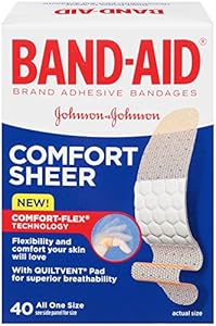 Band-Aid Adhesive Bandages, Sheer, All One Size 40 sterile bandages