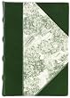 Green Toile Journal, Antiqued Genuine Leather Double Thick Spine and Corners with Toile De Jouy Paper on Cover, Lined, 5x7"