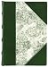 Green Toile Journal, Antiqued Genuine Leather Double Thick Spine and Corners with Toile De Jouy Paper on Cover, Lined, 5x7"