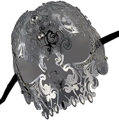1Bay Men's Demon Skull Masquerade Mask Silver