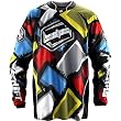 Shift Racing Faction Get Happy Men's Off-Road Motorcycle Jersey w/ Free B&F Heart Sticker Bundle - Blue/Yellow