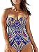 PEGGYNCO Womens Sweetheart Bandeau Print One-piece Swimwear