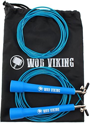Crossfit Adjustable Speed Jump Rope With Ball Bearing Handles - For Double Unders, Strength, Boxing, MMA Training &amp; Fitness - Men &amp; Women - Replacement Cable &amp; Carrying Bag - 10 ft Jump Rope