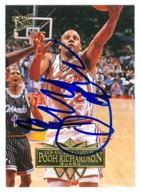 Pooh Richardson Autographed/Hand Signed Basketball Card (Los Angeles Clippers) 1995 Fleer Ultra #81