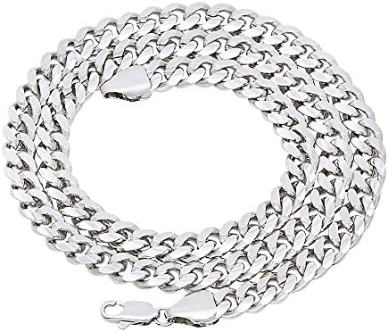 7mm Rhodium Plated Beveled Curb Chain Necklace