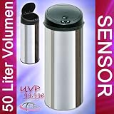 LUXUS Sensor Abfalleimer mit Inneneimer 50 Liter Volumen