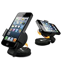 GreatShield Windshield Dashboard Universal Smart Holster Car Mount for Cell Phones and GPS Devices - Works with iPhone 5 iPhone 4/4S Samsung Galaxy S3 S III Galaxy Note Epic 4G Touch HTC One X V S Droid Incredible EVO 4G LTE Rezound Motorola Photon Q 4G LTE Atrix HD 2 Droid RAZR Maxx Blackberry Torch Bold Curve LG Optimus Elite 4X and Many More