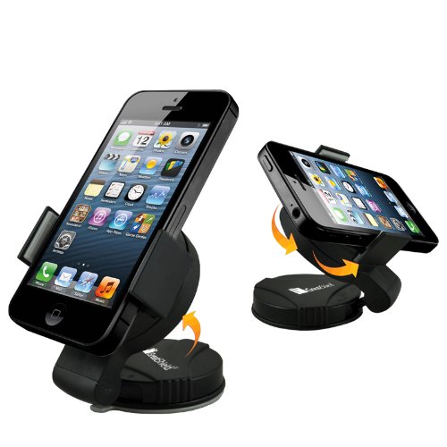 GreatShield Windshield Dashboard Universal Smart Holster Car Mount for Cell Phones and GPS Devices - Works with iPhone 5 iPhone 4/4S Samsung Galaxy S3 S III Galaxy Note Epic 4G Touch HTC One X V S Droid Incredible EVO 4G LTE Rezound Motorola Photon Q 4G LTE Atrix HD 2 Droid RAZR Maxx Blackberry Torch Bold Curve LG Optimus Elite 4X and Many More