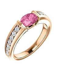 14K Rose Gold 7.00x5.00mm Oval Cut Pink Sapphire and Diamond Ring -- LIFETIME WARRANTY