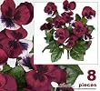Eight 10" Pansy Artificial Silk Flower Bushes for Home Decoration