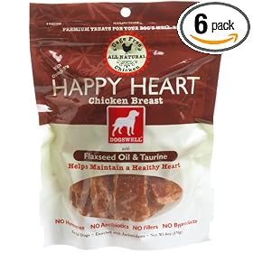 Dogswell Happy Heart, Chicken Breast Jerky Treats, 6-Ounce Pouches (Pack of 6)