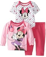 Disney Baby Baby-Girls Minnie Mouse Three-Piece Top, Bodysuit, and Pant Set