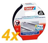 Produkt-Bild: 4x Tesa Anti-slip tape/ Antirutschband/ selbstklebend/ UV- und Wetterbest&auml;ndig/ schwarz/ je 5m x 25mm