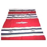 Large Mexican Blanket Diamond Center 7'/5' Southwest Rug throw red