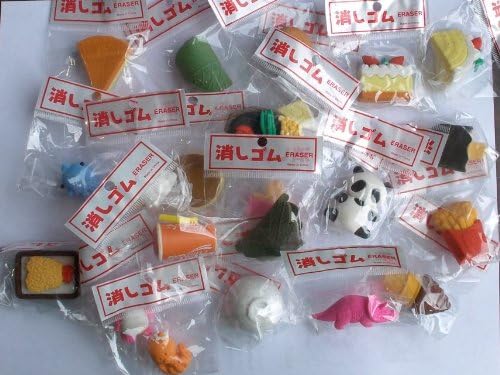 48 Assorted Japanese-Wacky style erasers. Economy Brand. Packaging Will Vary.