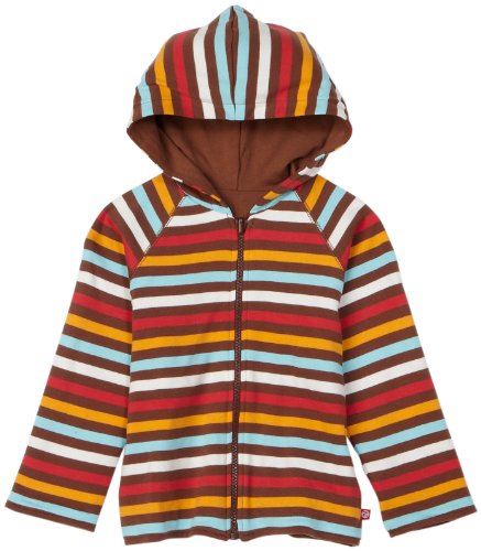 Zutano Boys 2-7 5 Color Stripe Reversible Zip Hoodie,Chocolate/Orange/Aqua/Red,2T