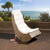Large Luxury Garden Rattan Rocking Chair / Lounger / Brown/Cream,Cover