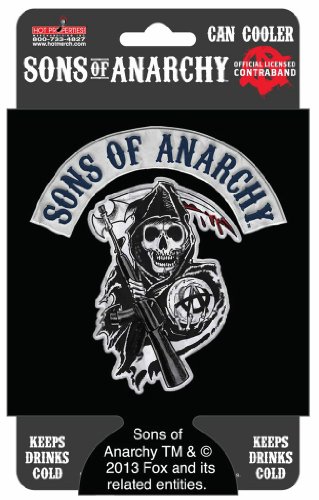 Sons of anarchy can and bottle koozie cooler soa banner…