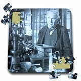 Scenes from the Past Stereoview Card - Thomas Edison in His Lab Cyan Tone - 10x10 Inch Puzzle (pzl_27561_2)