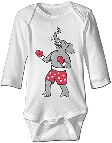 Animals Elephant Boxer Boxing Belt Baby Onesie Baby's Long Sleeve Graphic Print Organic Bodysuits