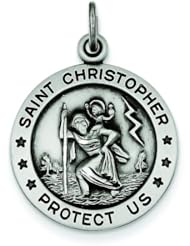 Sterling Silver Saint Christopher Round Medal