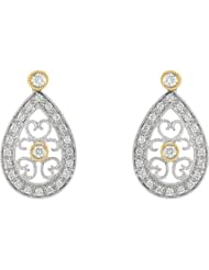14K White Gold - Diamond Filigree Earrings