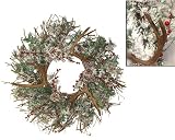 24" Pre-Lit LED Flocked Rustic Antler Battery Operated Christmas Wreath - Clear