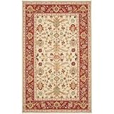 Safavieh Chelsea Collection HK751C-5 Hand-Hooked Ivory and Red Wool Area Rug, 5-Feet 3-Inch by 8-Feet 3-Inch