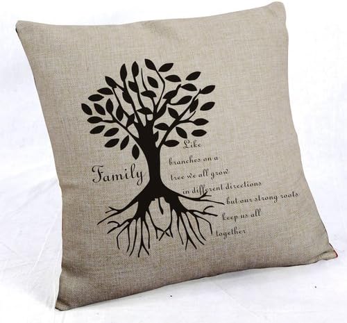 ilkin Inspirational Quotes 18 X 18 Inch Cotton Linen Decorative Throw Pillow Cover Personalized Custom Cushion Case, Family tree