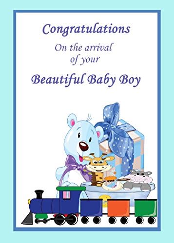 Baby Boy Train. A Beautiful new baby boy card from Ireland