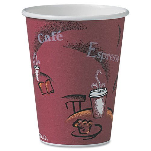 SOLO Cup Company Products - SOLO Cup Company - Bistro Design Hot Drink Cups, Paper, 12 oz., 300/Carton - Sold As 1 Carton - High-performance single-poly cup. - Upscale, coffee-themed appearance. - Ideal for food services.