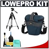 Lowepro Cirrus TLZ 15 Holster Camera (Blue) Bag/Case + Tripod + Accessory Kit for Canon Rebel XSi, XS, XTi, 40D, Nikon D40, D60, D80, D200, D300, D700, Olympus Evolt E-410, E-420, E-510, E-520, and Sony Alpha A200, A300, A350, A700 Digital SLR Cameras