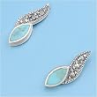 Sterling Silver Earrings with Marcasite with Turquoise - 18mm