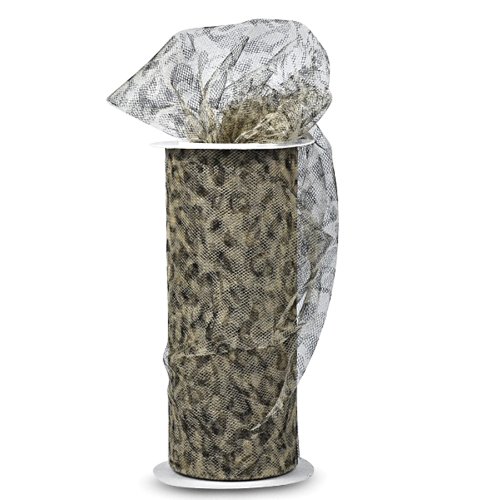 Expo Leopard Print Tulle Spool of 10-Yard, Light Gold