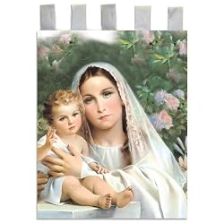 Church Banner - Madonna and Child - Cotton Canvas with Archival Inks and UV Coating - Border Rings for Rod Hanging. Print Size 24"x36"