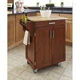 Home Styles Antique Oak Cuisine Cart with Wood Top 9001-0061