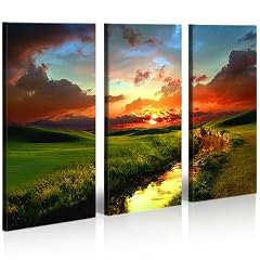 Landschaft Impressionen 3 Bilder Bild Natur * Bilder auf Leinwand fertig gerahmt auf Holzrahmen - Lounge Bild mit Bilderrahmen - ein Edel Poster als Leinwand Kunstdruck - Wandbild mit Rahmen modernes Keilrahmenbild - farbenfrohe und intensive Impressionen f�r Ihr Wohnzimmer B�ro Lounge K�che Schlafzimmer usw. Abstrakte Kunst Pop Art