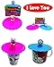 Silicone Cup Cover Lids Premium Leakproof Reusable Mug Lids for Keeping Beverages Hot Set Includes 2 Cup Cover Designs with Cute Figurine Handles Plus Free Bonus Gift