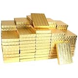 100 Gold Cotton Boxes Necklace Omega Chain Jewelry Gift Displays 7 1/8