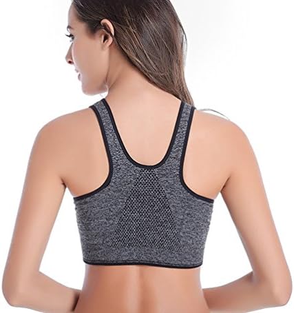 Womens Comfort Wire-Free Push-up Zipper Front Yoga Sport Bra