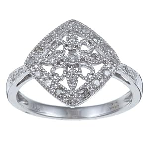 1/5 TDW Antique Vintage Style Pave Diamond Ring in Sterling Silver (G-H I1-I2)