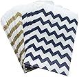 Outside the Box Papers Navy Blue and Gold Chevron and Stripe Paper Straws 7.75 Inches 100 Pack Navy Blue, Gold, White