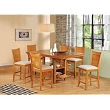 7 Piece Ash Veneer Solid Edge Storage Pub Table with Bar Stools By Coaster Furniture by Coaster