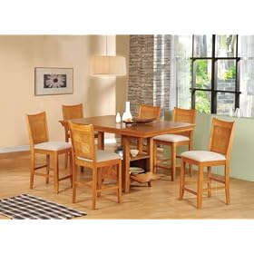 7 Piece Ash Veneer Solid Edge Storage Pub Table with Bar Stools By Coaster Furniture by Bar Stools